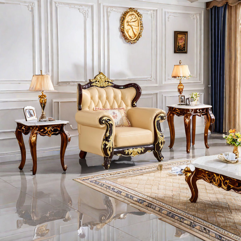 Romero European Luxury Living Room Chair 48'' Wide Tufted Armchair